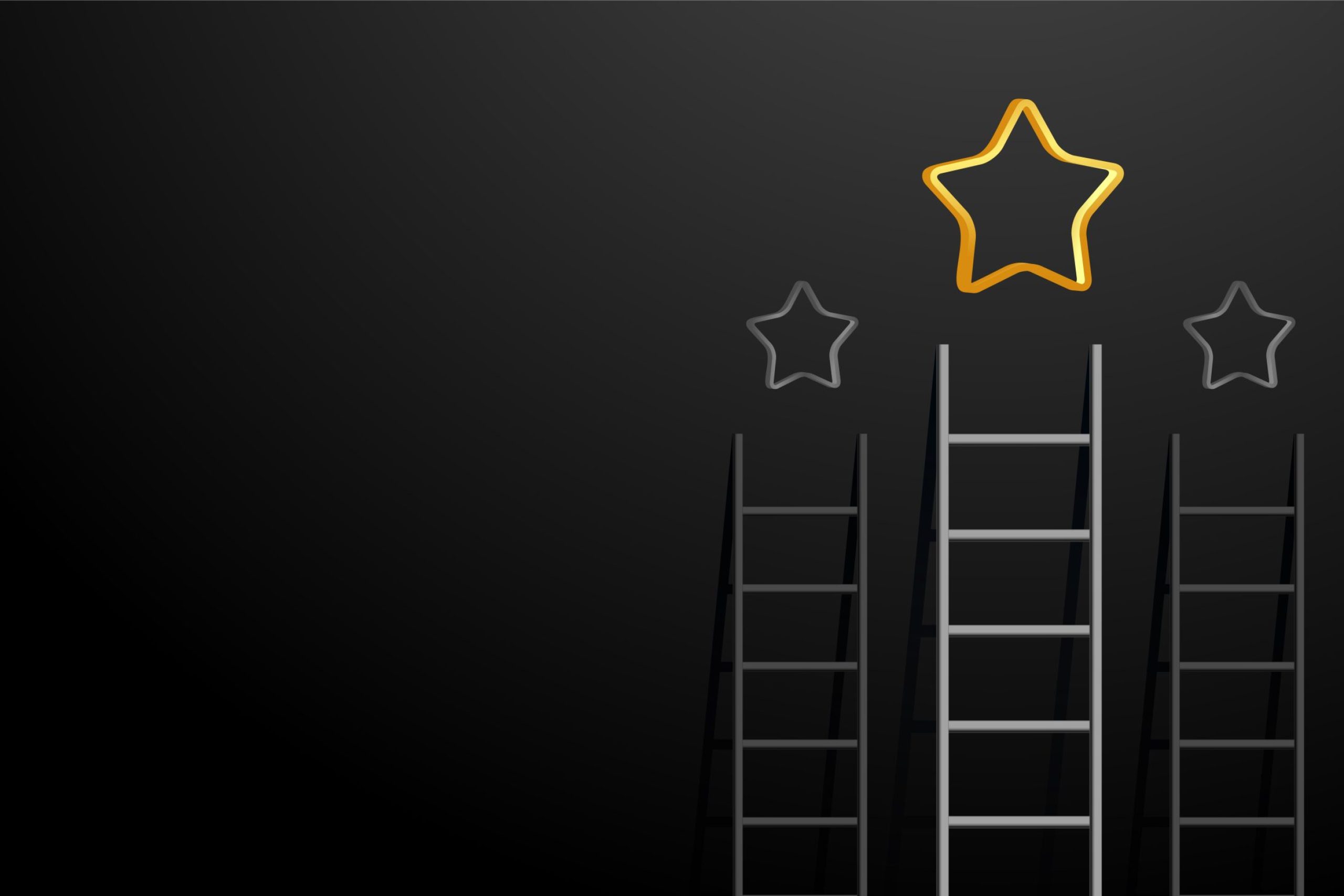 dark room with grey ladder reaches to the golden star design